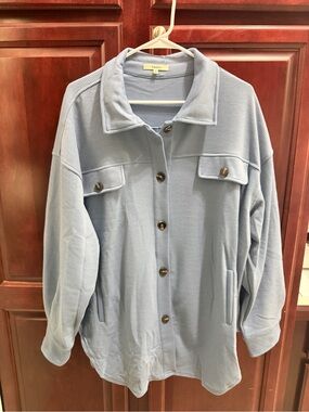 TwentyTen Oversized Waffle Knit Shacket | Blue | Size Large | Like New